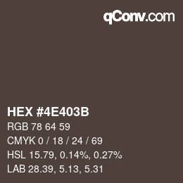 カラーコード: HEX #4E403B | qconv.com