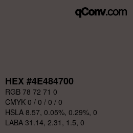 Farbcode: HEX #4E484700 | qconv.com