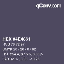 颜色代码: HEX #4E4861 | qconv.com
