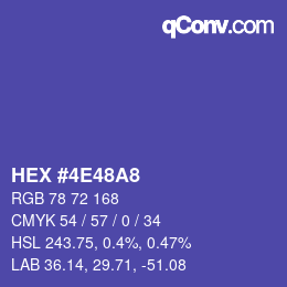 颜色代码: HEX #4E48A8 | qconv.com