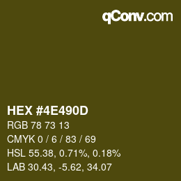 Color code: HEX #4E490D | qconv.com