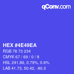 Color code: HEX #4E49EA | qconv.com