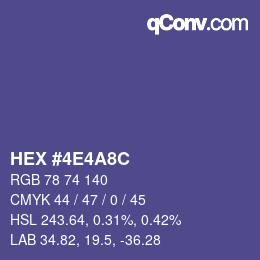 Color code: HEX #4E4A8C | qconv.com