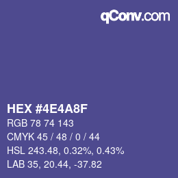 Color code: HEX #4E4A8F | qconv.com