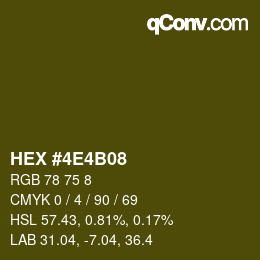 Color code: HEX #4E4B08 | qconv.com