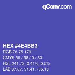 Color code: HEX #4E4BB3 | qconv.com