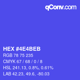 カラーコード: HEX #4E4BEB | qconv.com