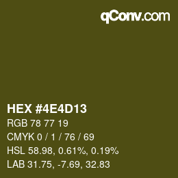 Farbcode: HEX #4E4D13 | qconv.com