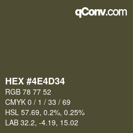Color code: HEX #4E4D34 | qconv.com