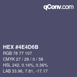颜色代码: HEX #4E4D6B | qconv.com