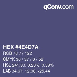 Color code: HEX #4E4D7A | qconv.com