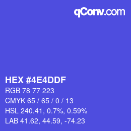 カラーコード: HEX #4E4DDF | qconv.com