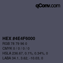 Color code: HEX #4E4F6000 | qconv.com