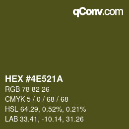 Color code: HEX #4E521A | qconv.com