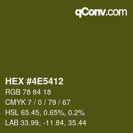 Farbcode: HEX #4E5412 | qconv.com