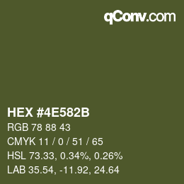 カラーコード: HEX #4E582B | qconv.com