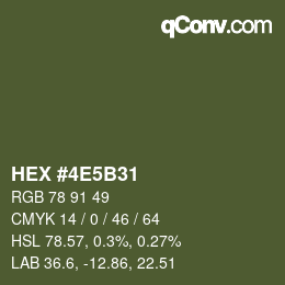 颜色代码: HEX #4E5B31 | qconv.com