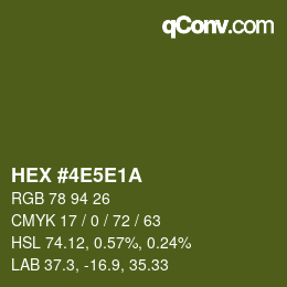 Color code: HEX #4E5E1A | qconv.com