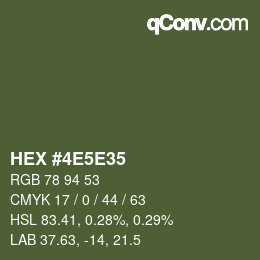 Farbcode: HEX #4E5E35 | qconv.com