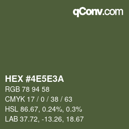 Farbcode: HEX #4E5E3A | qconv.com