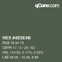 Farbcode: HEX #4E5E4B | qconv.com
