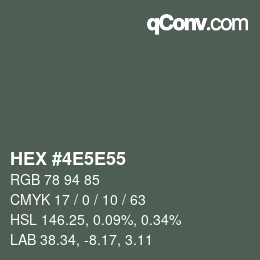 カラーコード: HEX #4E5E55 | qconv.com