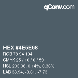 颜色代码: HEX #4E5E68 | qconv.com