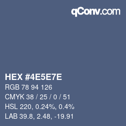 颜色代码: HEX #4E5E7E | qconv.com