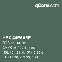Color code: HEX #4E6A5E | qconv.com