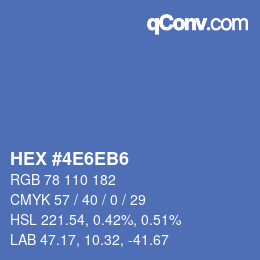 カラーコード: HEX #4E6EB6 | qconv.com