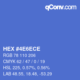 カラーコード: HEX #4E6ECE | qconv.com