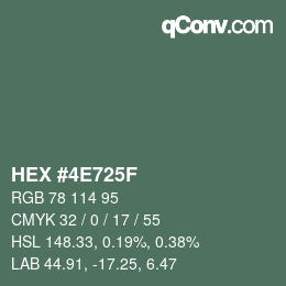 Color code: HEX #4E725F | qconv.com