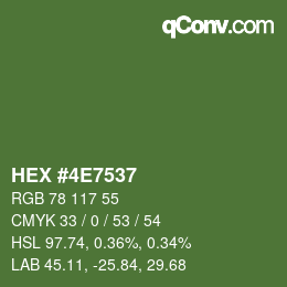 カラーコード: HEX #4E7537 | qconv.com