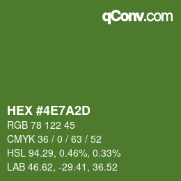 カラーコード: HEX #4E7A2D | qconv.com