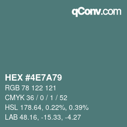 Código de color: HEX #4E7A79 | qconv.com