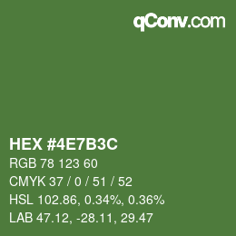 Color code: HEX #4E7B3C | qconv.com