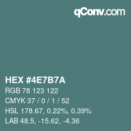 Color code: HEX #4E7B7A | qconv.com