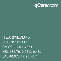 カラーコード: HEX #4E7D75 | qconv.com