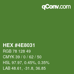 Farbcode: HEX #4E8031 | qconv.com
