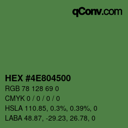 Farbcode: HEX #4E804500 | qconv.com