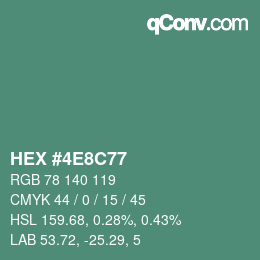 カラーコード: HEX #4E8C77 | qconv.com