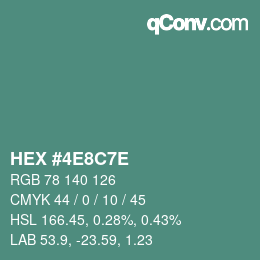 Farbcode: HEX #4E8C7E | qconv.com