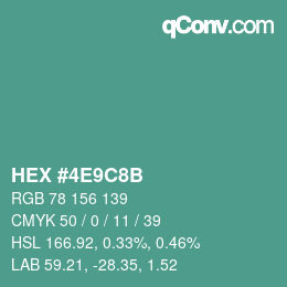Color code: HEX #4E9C8B | qconv.com