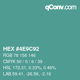 Color code: HEX #4E9C92 | qconv.com