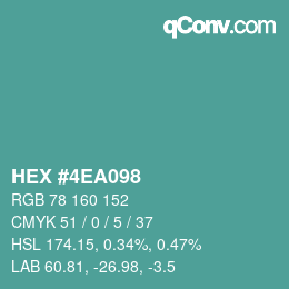 カラーコード: HEX #4EA098 | qconv.com