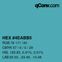 カラーコード: HEX #4EABB5 | qconv.com