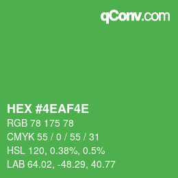 Color code: HEX #4EAF4E | qconv.com