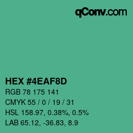 カラーコード: HEX #4EAF8D | qconv.com