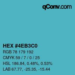 カラーコード: HEX #4EB3C0 | qconv.com