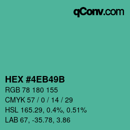 Color code: HEX #4EB49B | qconv.com